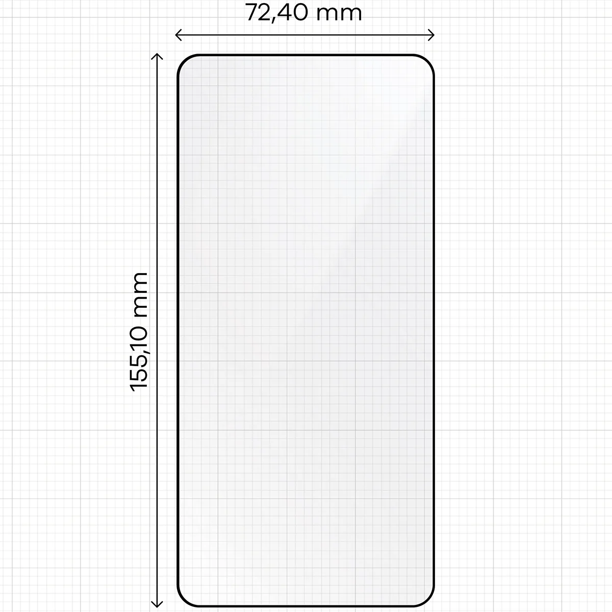 Wymiary szkła na miarce dla Samsung Galaxy S26 Plus